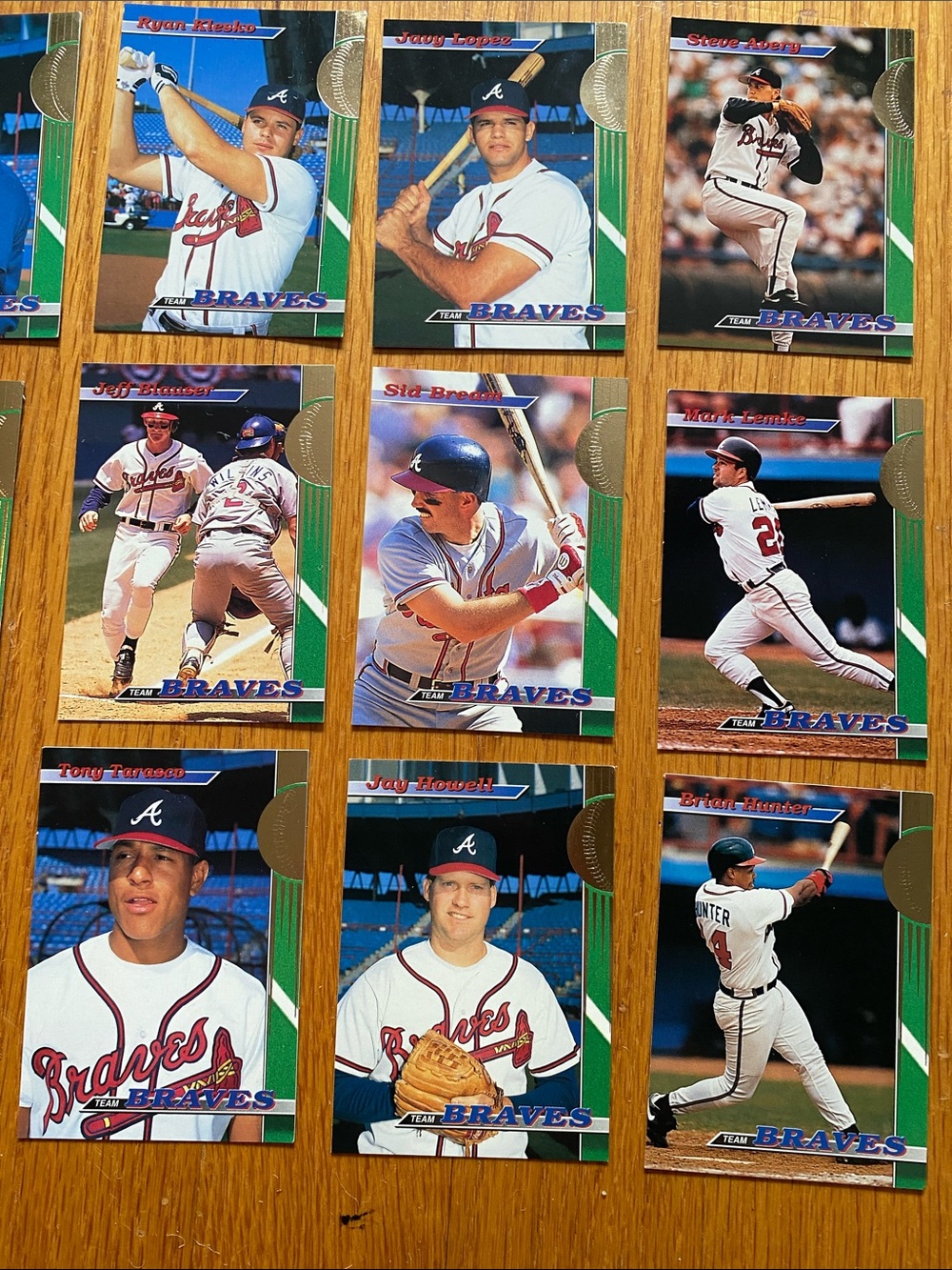 20 card lot 1993 Topps Baseball Trading Cards - Atlanta Braves